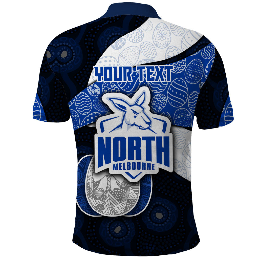 Personalized North Melbourne Football Polo Shirt Easter Egg Pattern Blue White Tribal Dot Art Style