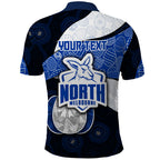Personalized North Melbourne Football Polo Shirt Easter Egg Pattern Blue White Tribal Dot Art Style
