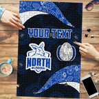 Personalized North Melbourne Football Puzzle Easter Egg Pattern Blue White Tribal Dot Art Style