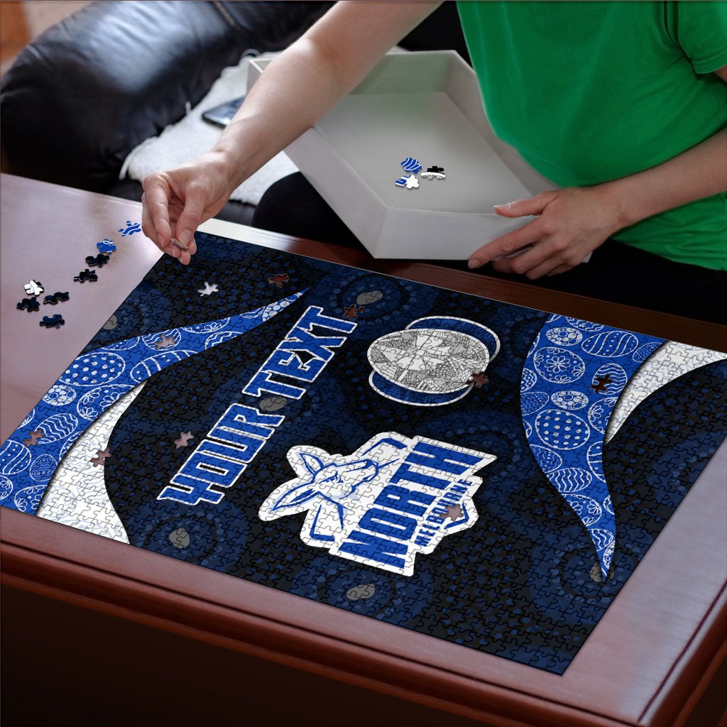 Personalized North Melbourne Football Puzzle Easter Egg Pattern Blue White Tribal Dot Art Style