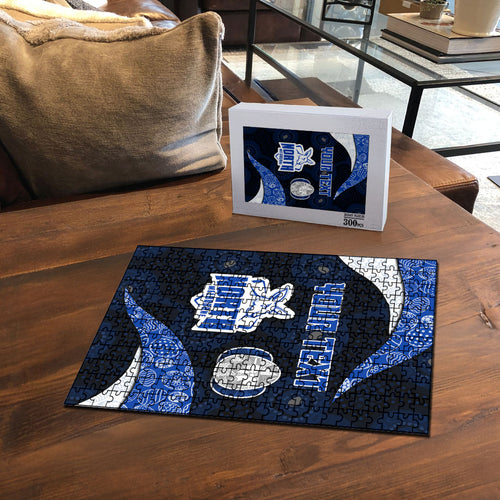 Personalized North Melbourne Football Puzzle Easter Egg Pattern Blue White Tribal Dot Art Style