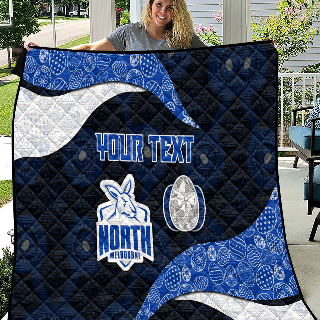 Personalized North Melbourne Football Quilt Easter Egg Pattern Blue White Tribal Dot Art Style
