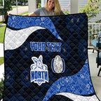 Personalized North Melbourne Football Quilt Easter Egg Pattern Blue White Tribal Dot Art Style