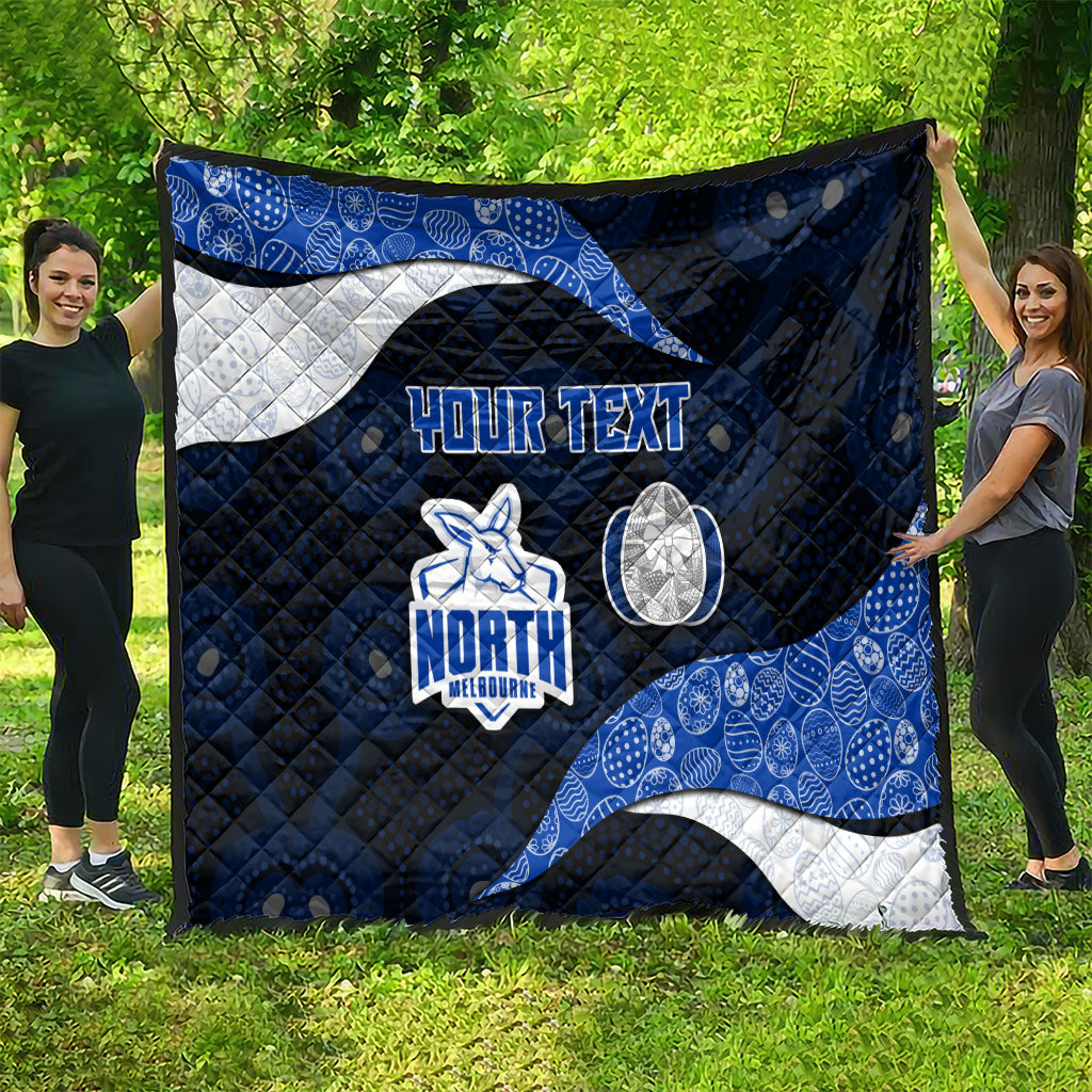 Personalized North Melbourne Football Quilt Easter Egg Pattern Blue White Tribal Dot Art Style