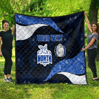 Personalized North Melbourne Football Quilt Easter Egg Pattern Blue White Tribal Dot Art Style