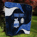 Personalized North Melbourne Football Quilt Easter Egg Pattern Blue White Tribal Dot Art Style