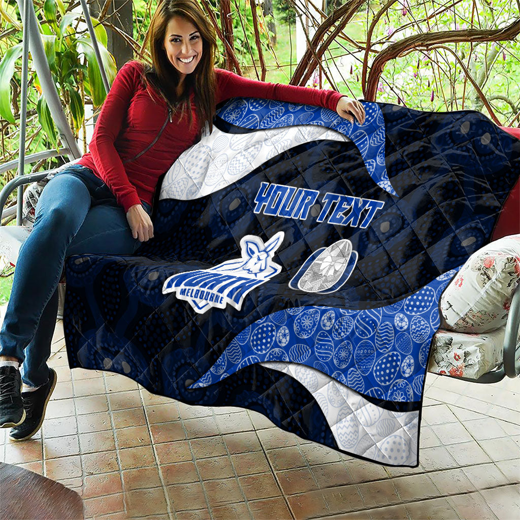 Personalized North Melbourne Football Quilt Easter Egg Pattern Blue White Tribal Dot Art Style