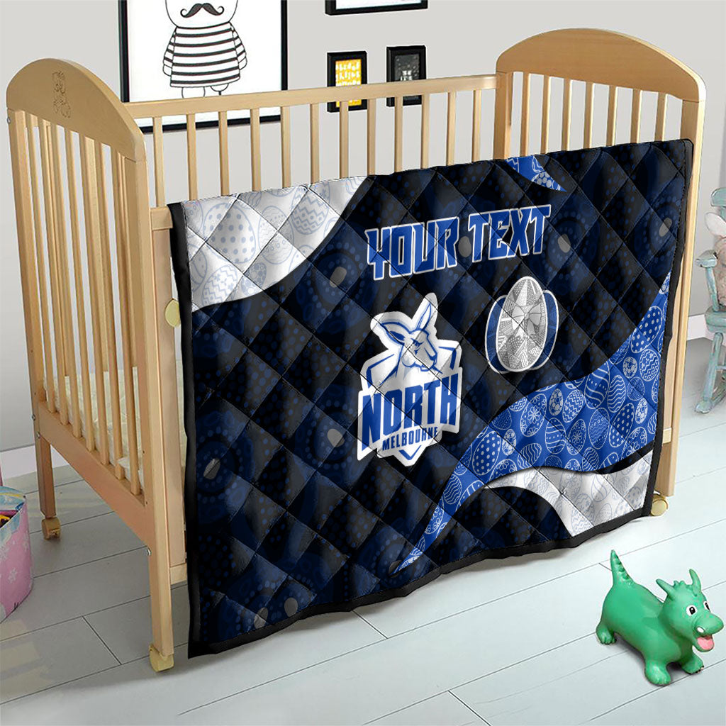 Personalized North Melbourne Football Quilt Easter Egg Pattern Blue White Tribal Dot Art Style