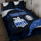 Personalized North Melbourne Football Quilt Bed Set Easter Egg Pattern Blue White Tribal Dot Art Style