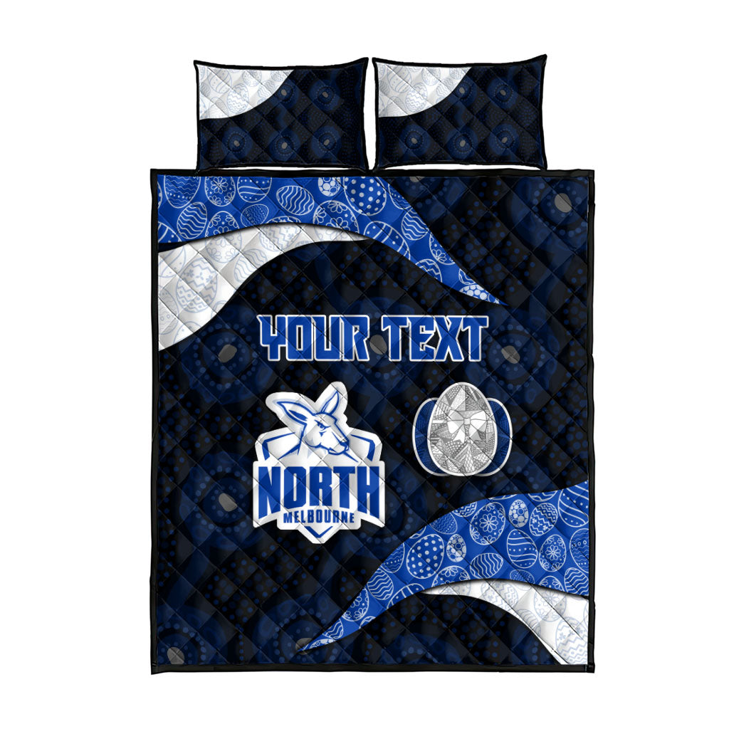 Personalized North Melbourne Football Quilt Bed Set Easter Egg Pattern Blue White Tribal Dot Art Style