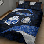Personalized North Melbourne Football Quilt Bed Set Easter Egg Pattern Blue White Tribal Dot Art Style