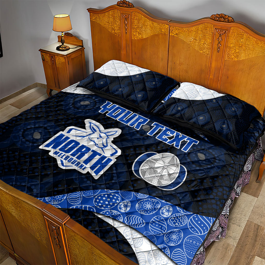 Personalized North Melbourne Football Quilt Bed Set Easter Egg Pattern Blue White Tribal Dot Art Style
