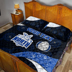 Personalized North Melbourne Football Quilt Bed Set Easter Egg Pattern Blue White Tribal Dot Art Style
