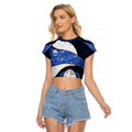 Personalized North Melbourne Football Raglan Cropped T Shirt Easter Egg Pattern Blue White Tribal Dot Art Style