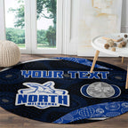 Personalized North Melbourne Football Round Carpet Easter Egg Pattern Blue White Tribal Dot Art Style