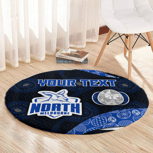 Personalized North Melbourne Football Round Carpet Easter Egg Pattern Blue White Tribal Dot Art Style