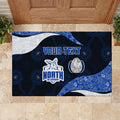Personalized North Melbourne Football Rubber Doormat Easter Egg Pattern Blue White Tribal Dot Art Style