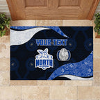 Personalized North Melbourne Football Rubber Doormat Easter Egg Pattern Blue White Tribal Dot Art Style
