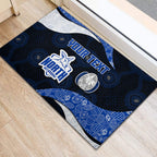 Personalized North Melbourne Football Rubber Doormat Easter Egg Pattern Blue White Tribal Dot Art Style