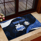 Personalized North Melbourne Football Rubber Doormat Easter Egg Pattern Blue White Tribal Dot Art Style