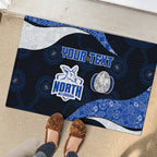 Personalized North Melbourne Football Rubber Doormat Easter Egg Pattern Blue White Tribal Dot Art Style