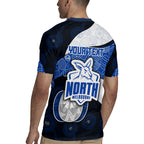 Personalized North Melbourne Football Rugby Jersey Easter Egg Pattern Blue White Tribal Dot Art Style
