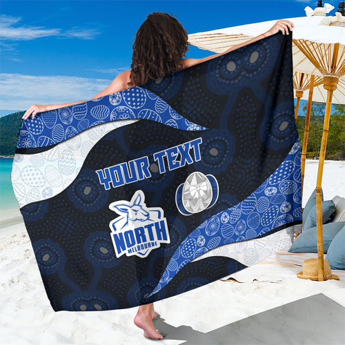 Personalized North Melbourne Football Sarong Easter Egg Pattern Blue White Tribal Dot Art Style