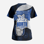 Personalized North Melbourne Football Scrub Top Easter Egg Pattern Blue White Tribal Dot Art Style