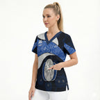 Personalized North Melbourne Football Scrub Top Easter Egg Pattern Blue White Tribal Dot Art Style