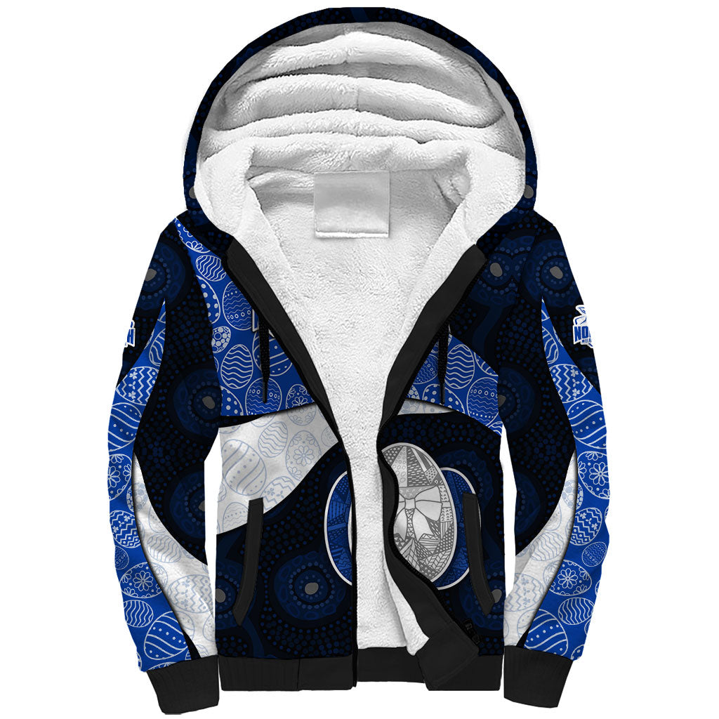 Personalized North Melbourne Football Sherpa Hoodie Easter Egg Pattern Blue White Tribal Dot Art Style