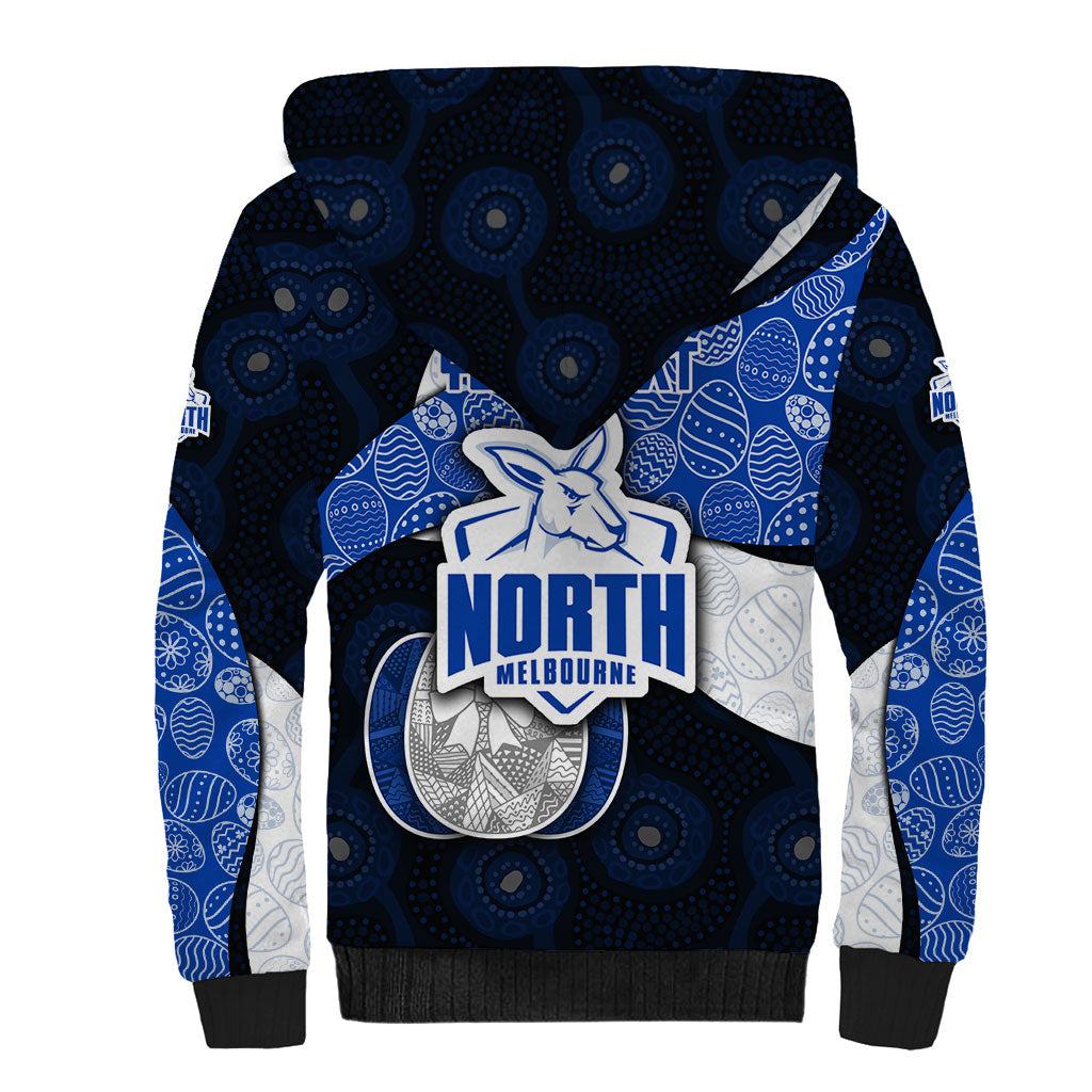 Personalized North Melbourne Football Sherpa Hoodie Easter Egg Pattern Blue White Tribal Dot Art Style