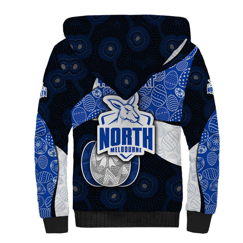 Personalized North Melbourne Football Sherpa Hoodie Easter Egg Pattern Blue White Tribal Dot Art Style