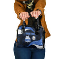 Personalized North Melbourne Football Shoulder Handbag Easter Egg Pattern Blue White Tribal Dot Art Style