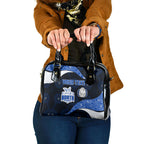 Personalized North Melbourne Football Shoulder Handbag Easter Egg Pattern Blue White Tribal Dot Art Style