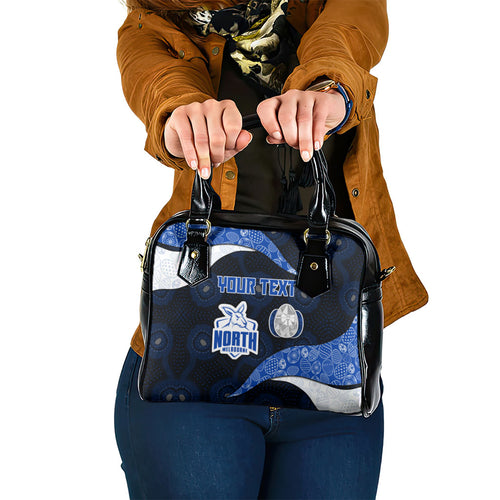 Personalized North Melbourne Football Shoulder Handbag Easter Egg Pattern Blue White Tribal Dot Art Style