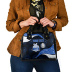 Personalized North Melbourne Football Shoulder Handbag Easter Egg Pattern Blue White Tribal Dot Art Style