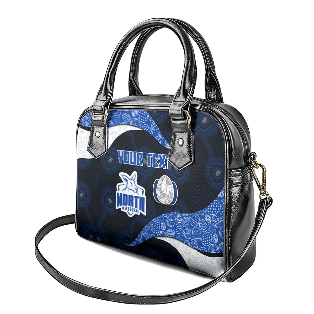 Personalized North Melbourne Football Shoulder Handbag Easter Egg Pattern Blue White Tribal Dot Art Style