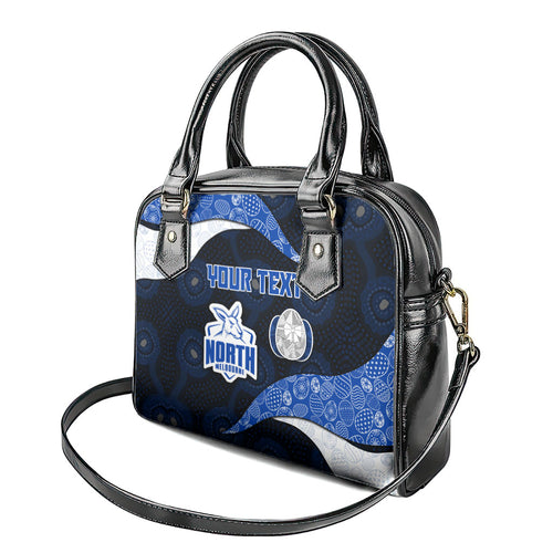 Personalized North Melbourne Football Shoulder Handbag Easter Egg Pattern Blue White Tribal Dot Art Style