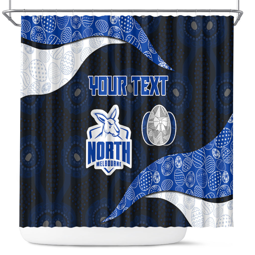 Personalized North Melbourne Football Shower Curtain Easter Egg Pattern Blue White Tribal Dot Art Style
