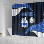 Personalized North Melbourne Football Shower Curtain Easter Egg Pattern Blue White Tribal Dot Art Style