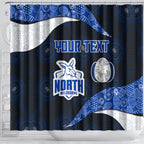 Personalized North Melbourne Football Shower Curtain Easter Egg Pattern Blue White Tribal Dot Art Style
