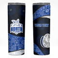 Personalized North Melbourne Football Skinny Tumbler Easter Egg Pattern Blue White Tribal Dot Art Style