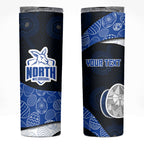 Personalized North Melbourne Football Skinny Tumbler Easter Egg Pattern Blue White Tribal Dot Art Style
