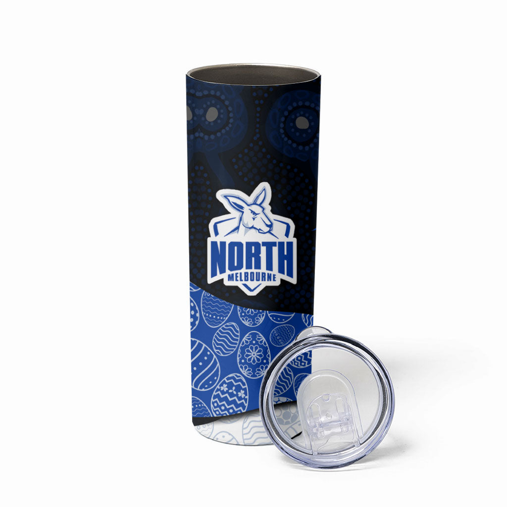 Personalized North Melbourne Football Skinny Tumbler Easter Egg Pattern Blue White Tribal Dot Art Style