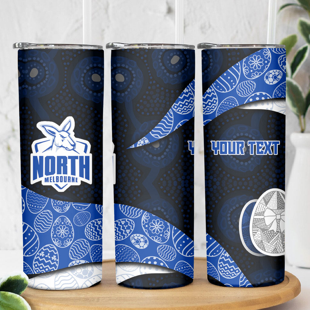 Personalized North Melbourne Football Skinny Tumbler Easter Egg Pattern Blue White Tribal Dot Art Style