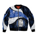 Personalized North Melbourne Football Sleeve Zip Bomber Jacket Easter Egg Pattern Blue White Tribal Dot Art Style