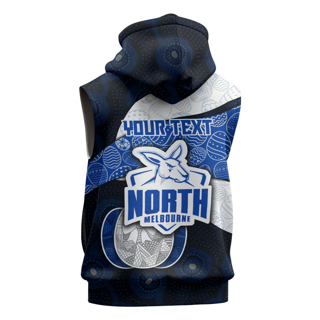 Personalized North Melbourne Football Sleeveless Hoodie Easter Egg Pattern Blue White Tribal Dot Art Style