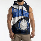 Personalized North Melbourne Football Sleeveless Hoodie Easter Egg Pattern Blue White Tribal Dot Art Style
