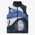 Personalized North Melbourne Football Sleeveless Puffer Jacket Easter Egg Pattern Blue White Tribal Dot Art Style