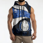 Personalized North Melbourne Football Sleeveless Zip Hoodie Easter Egg Pattern Blue White Tribal Dot Art Style